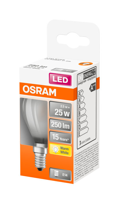 Osram LED Star Classic matt kronepære E14 2,5 W
